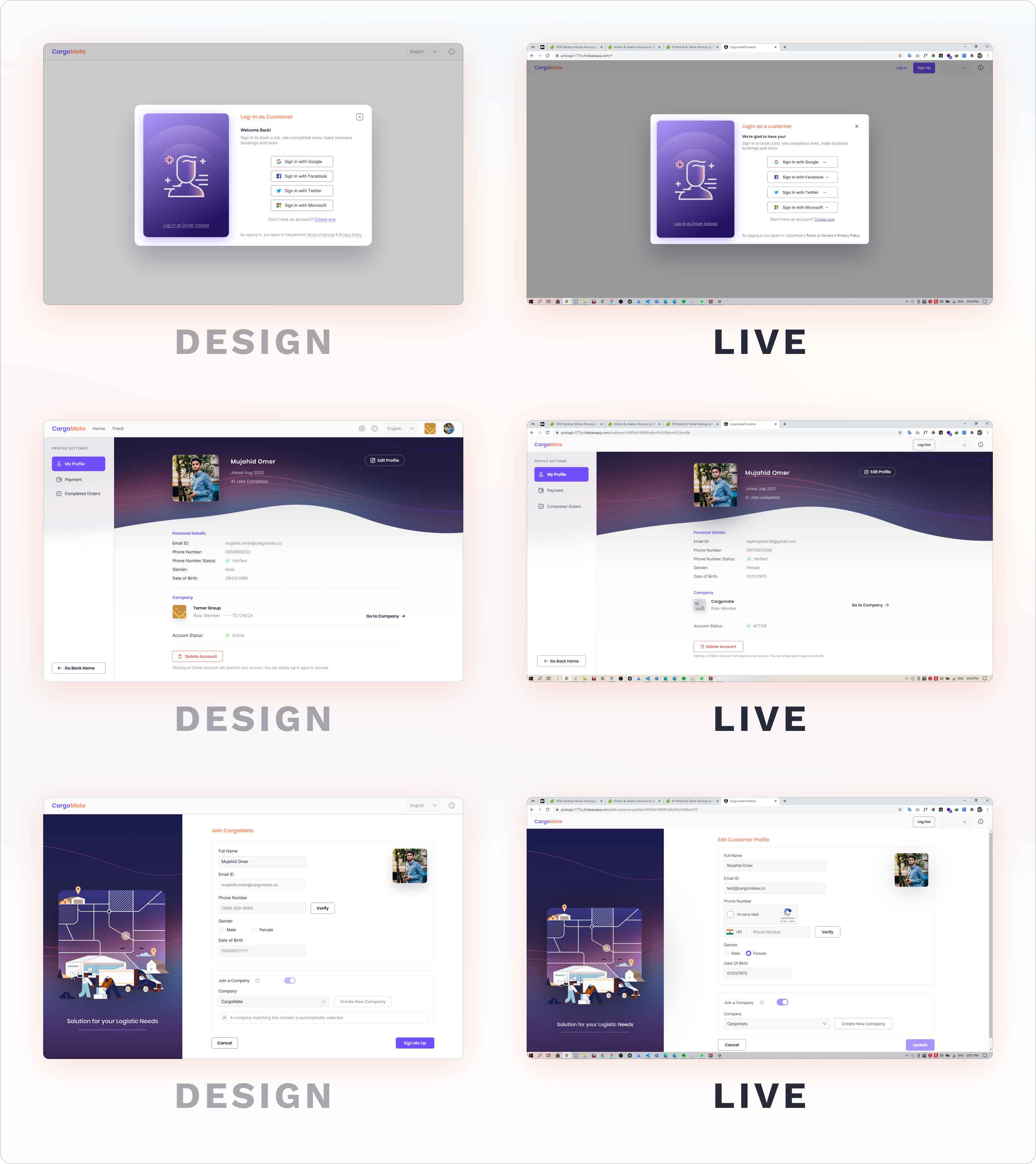 Design vs Live